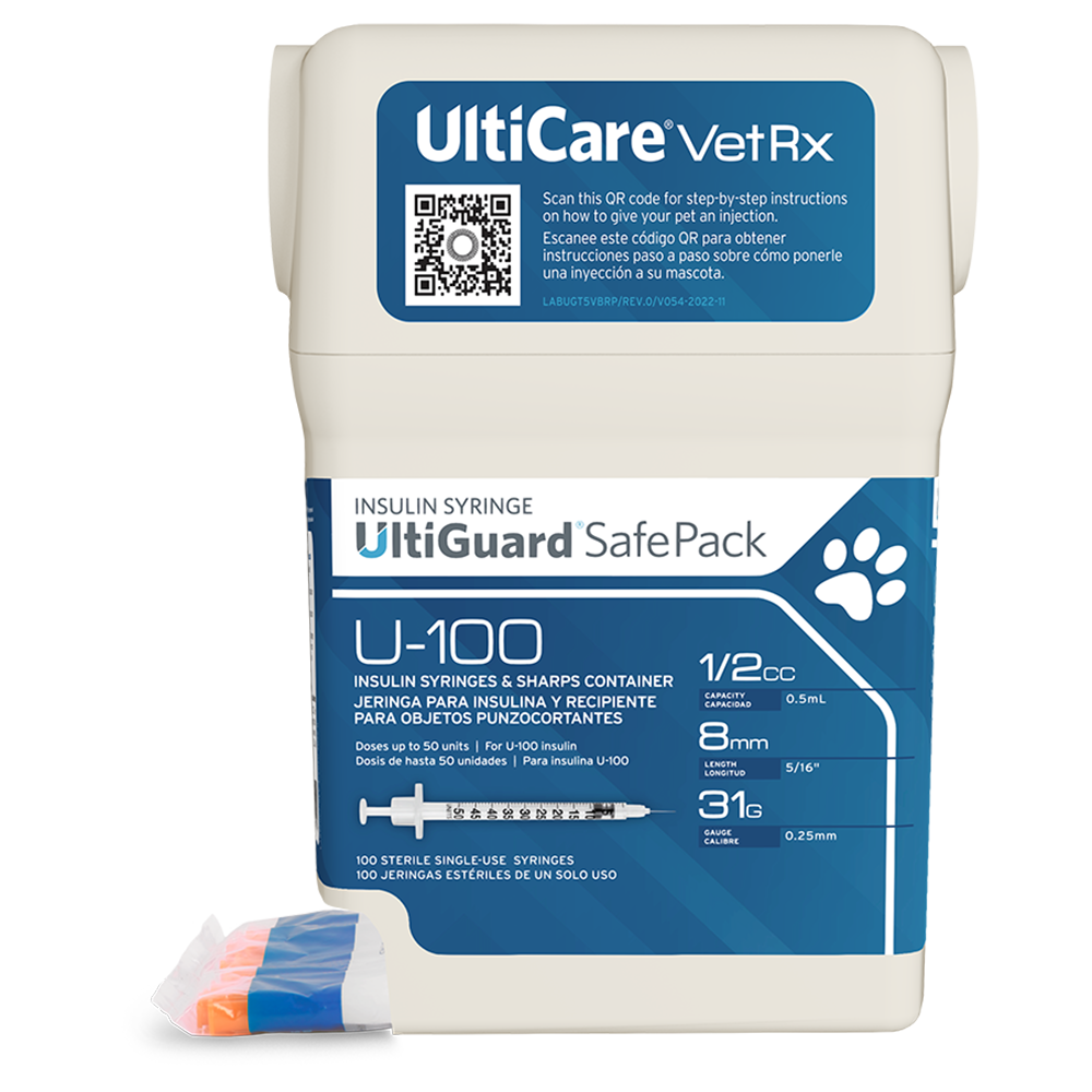 UltiCare VetRx UltiGuard Safe Pack U-100 Insulin Syringes
