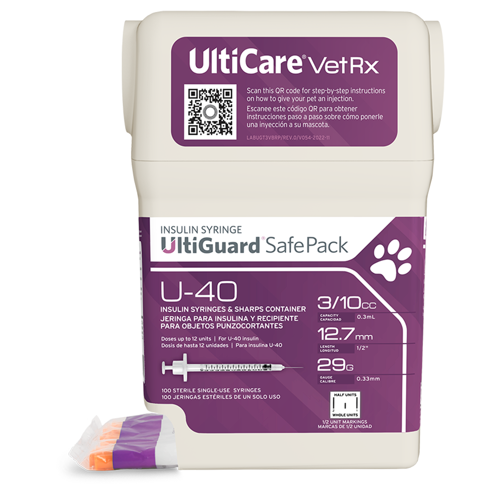 UltiCare VetRx UltiGuard Safe Pack U-40 Insulin Syringes