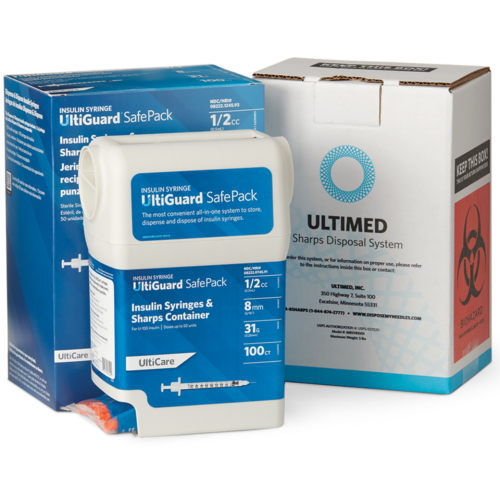 UltiGuard Safe Pack Sharps Container and Mail-Back Disposal Kit U-100 Insulin Syringes