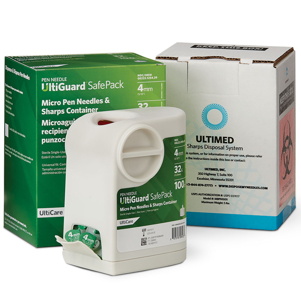 UltiGuard Safe Pack Sharps Container and Mail-Back Disposal Kit Pen Needles