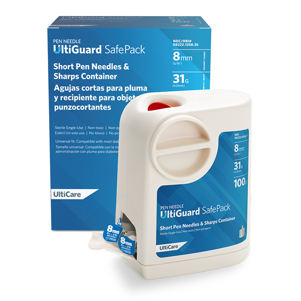 UltiGuard Safe Pack Sharps Container & Mail-Back Disposal Kit Pen Needle 8mm x 31G Short