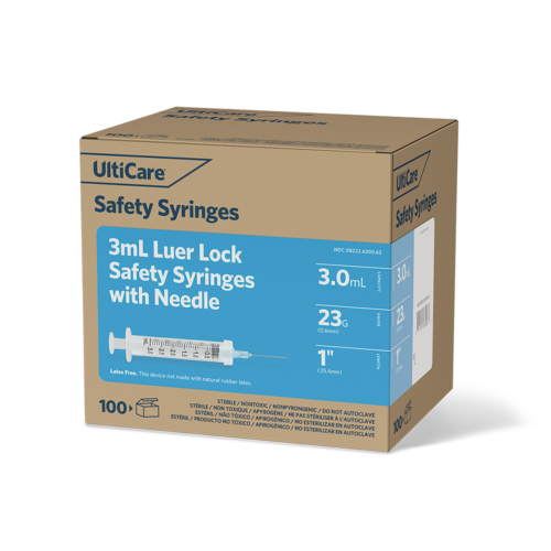 UltiCare Safety Syringes 3 mL 25.4mm (1") x 23G