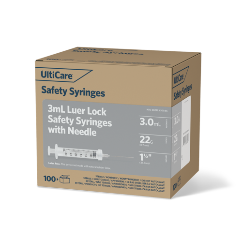 UltiCare 3 mL Safety Syringes 3 mL 38.1mm (5/8") x 22G