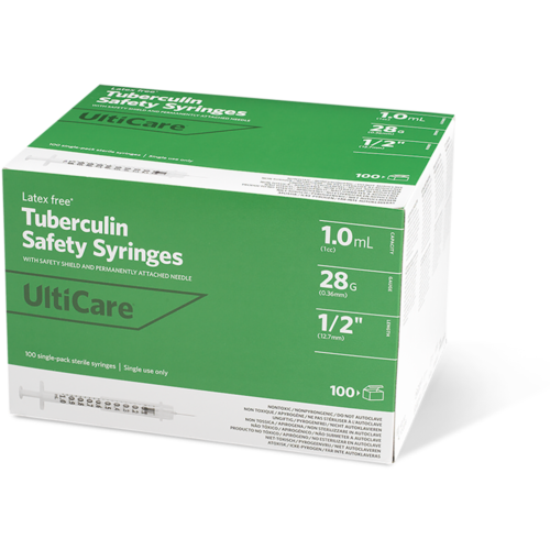 UltiCare Tuberculin Safety Syringes 1 mL 12.7mm (1/2") x 28G