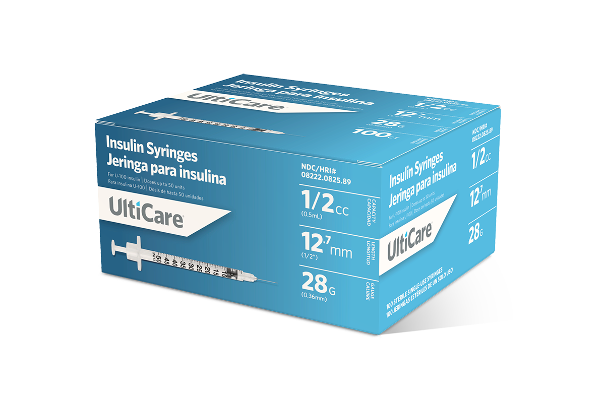 UltiCare U-100 Insulin Syringes 1/2 mL/cc 12.7mm (1/2") x 28G