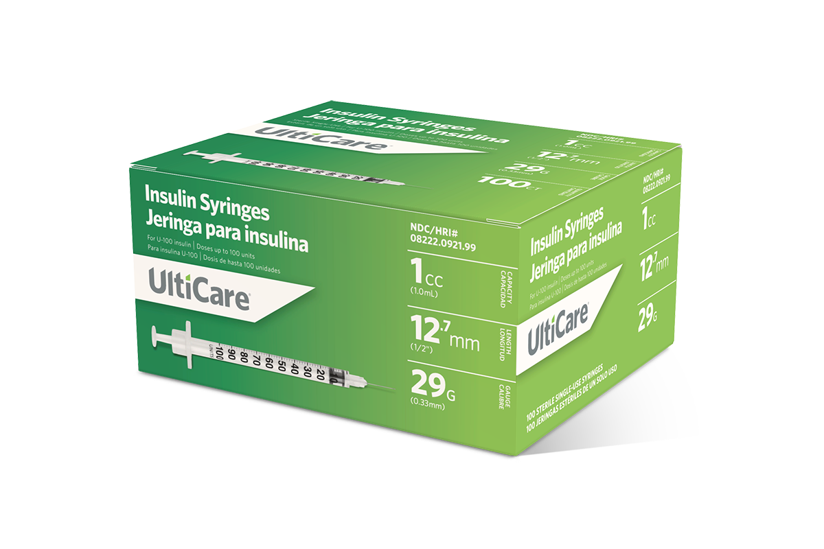 UltiCare U-100 Insulin Syringes 1 mL/cc 12.7mm (1/2") x 29G