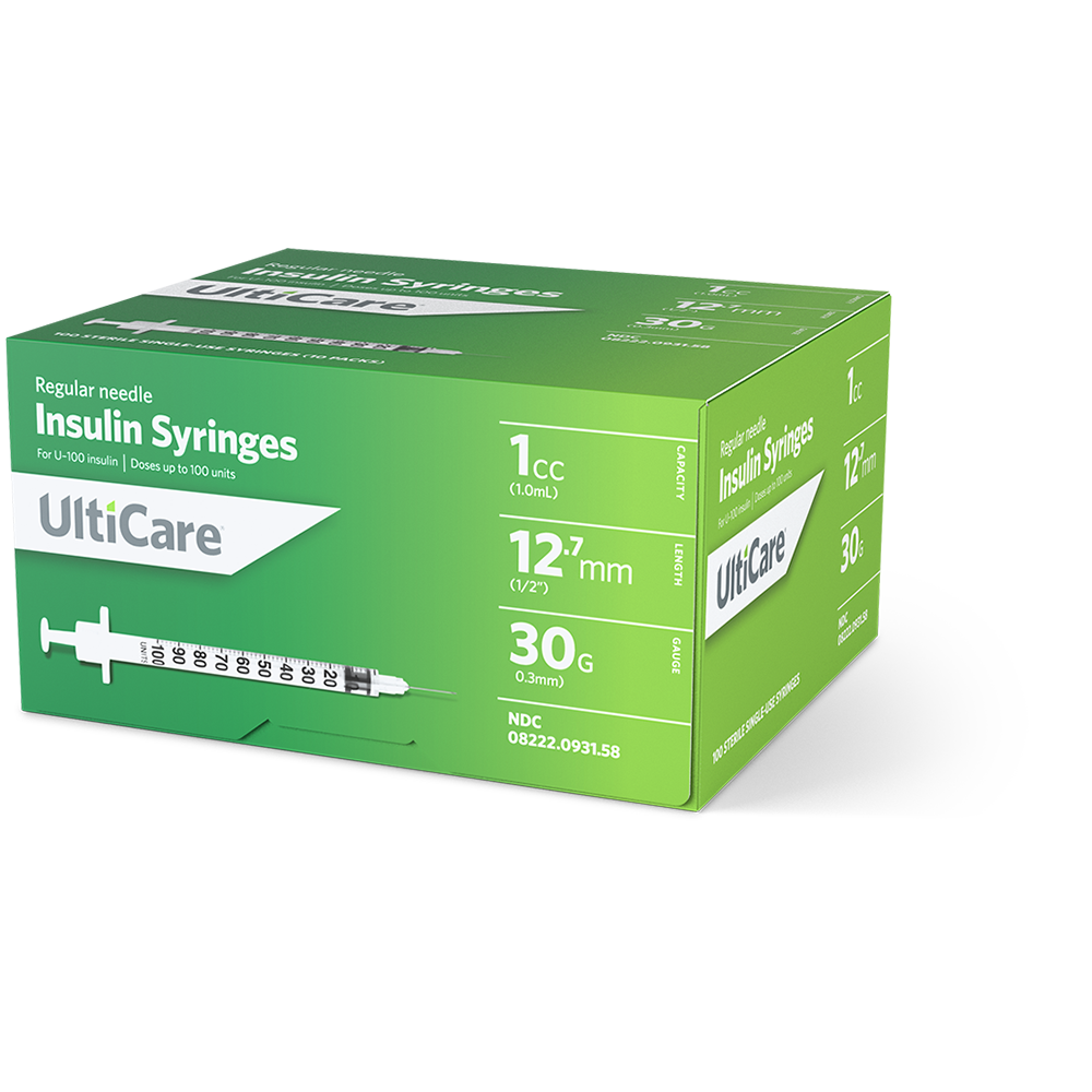 UltiCare U-100 Insulin Syringes 1/2 mL/cc 12.7mm (1/2") x 30G