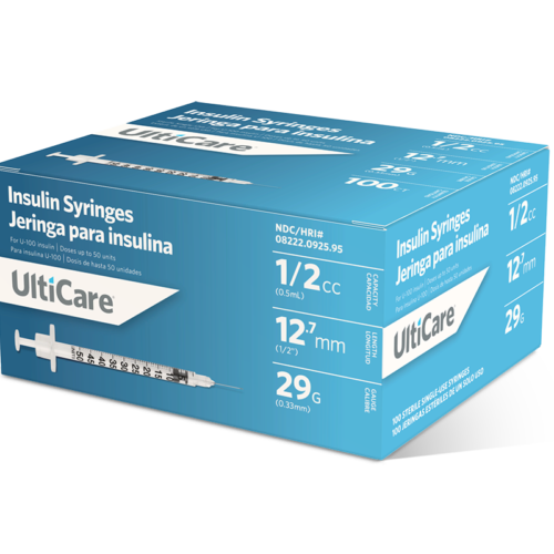 UltiCare U-100 Insulin Syringes 1/2 mL/cc 12.7mm (1/2") x 29G