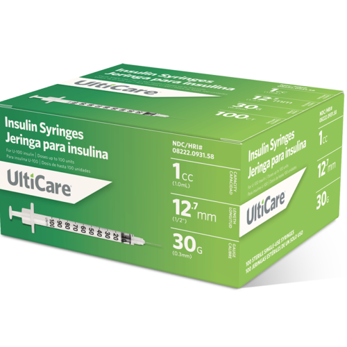 UltiCare U-100 Insulin Syringes 1 mL/cc 12.7mm (1/2") x 30G