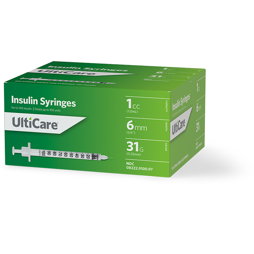 UltiCare U-100 Insulin Syringes 1 mL/cc 6mm (1/4") x 31G