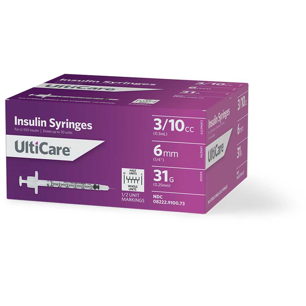 Ulticare U 100 Insulin Syringes 3 10 Ml Cc 6mm 1 4 Ultimed Inc