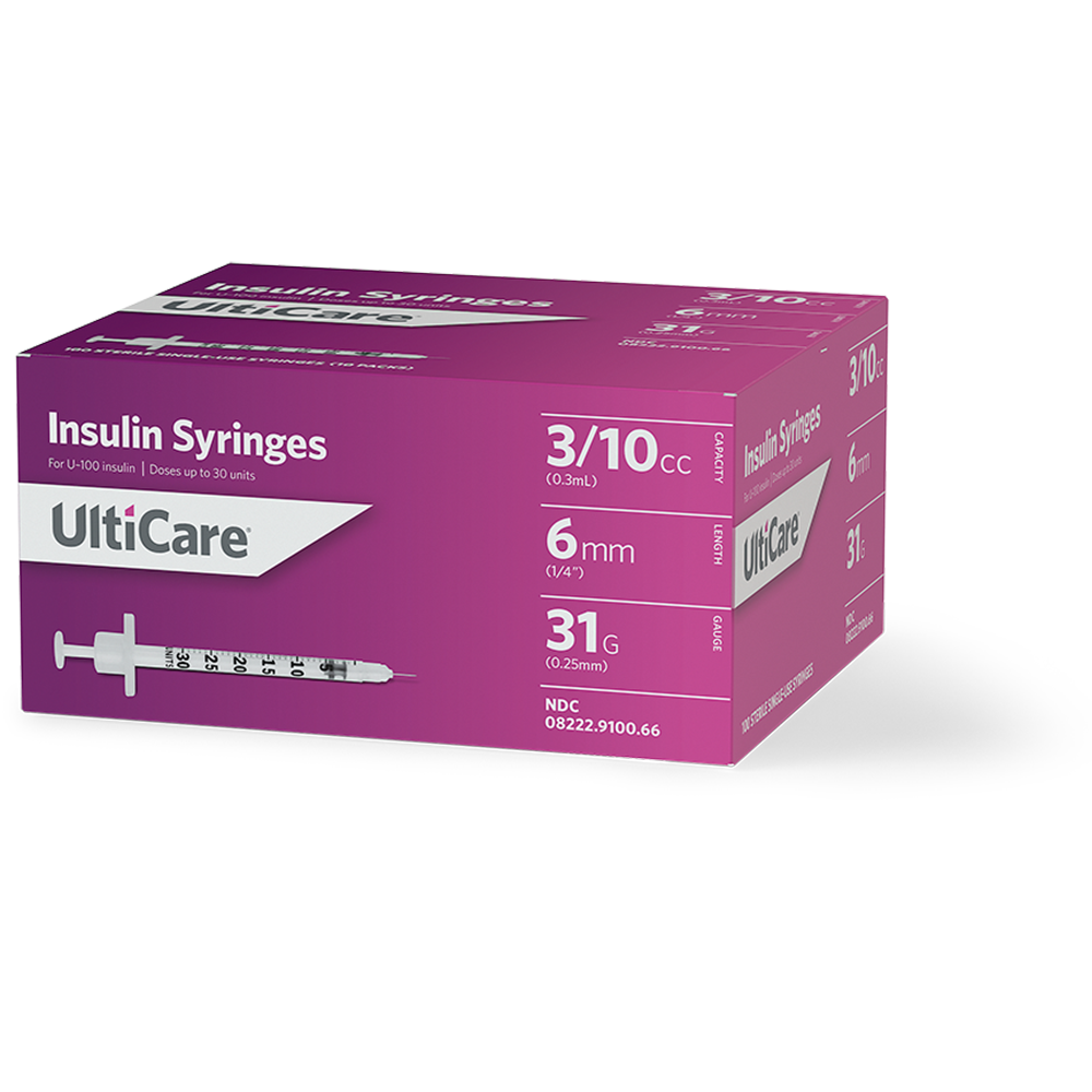 Ulticare U 100 Insulin Syringes 3 10 Ml Cc 6mm 1 4 Ultimed Inc