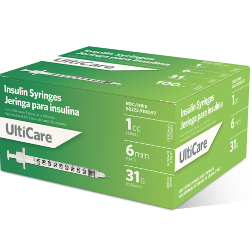 UltiCare U-100 Insulin Syringes 1 mL/cc 6mm (1/4") x 31G