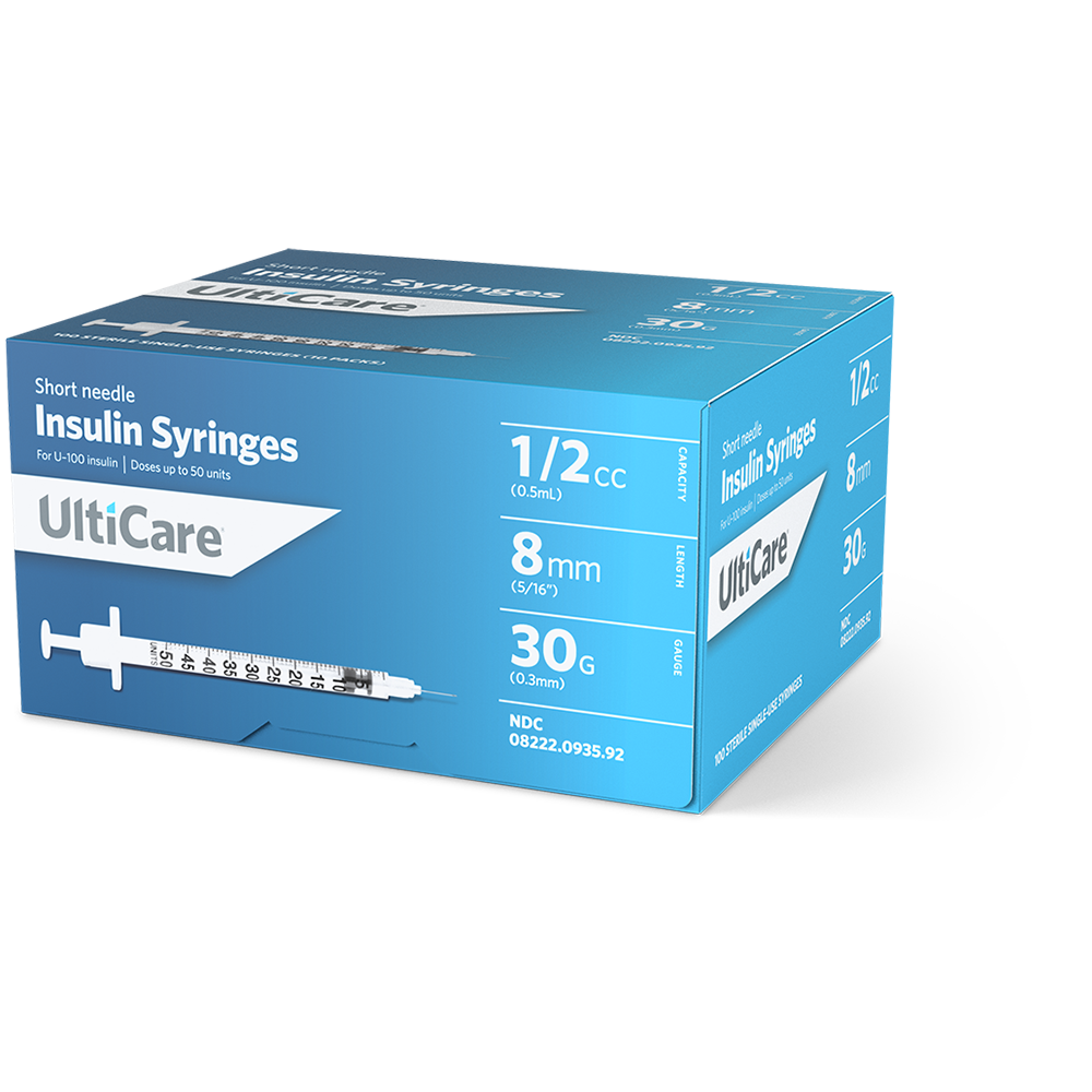 UltiCare U-100 Insulin Syringes 1/2 mL/cc 8mm (5/16") x 30G