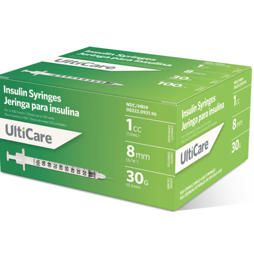 UltiCare U-100 Insulin Syringes 1 mL/cc 8mm (5/16") x 30G