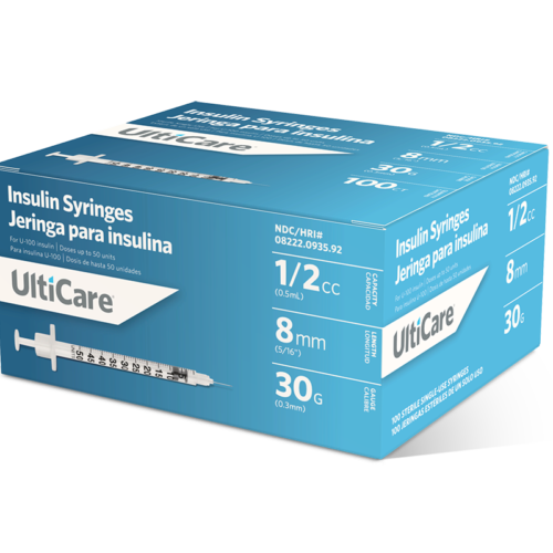 UltiCare U-100 Insulin Syringes 1/2 mL/cc 8mm (5/16") x 30G