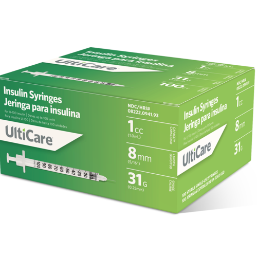 UltiCare U-100 Insulin Syringes 1 mL/cc 8mm (5/16") x 31G