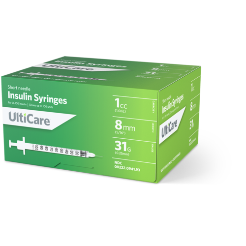 UltiCare U-100 Insulin Syringes 1 mL/cc 8mm (5/16") x 31G