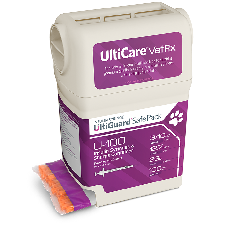 UltiCare VetRx UltiGuard Safe Pack U-100 Insulin Syringes