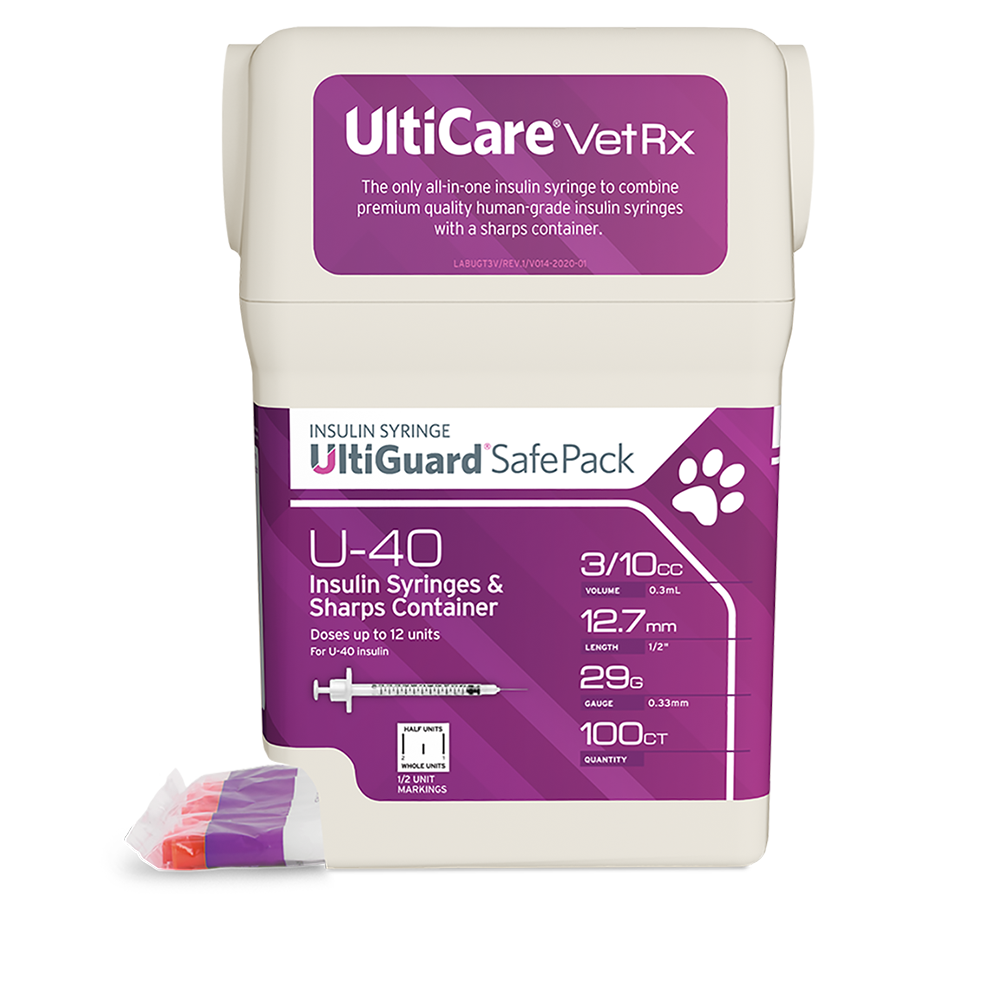 UltiCare VetRx UltiGuard Safe Pack U-40 Insulin Syringes