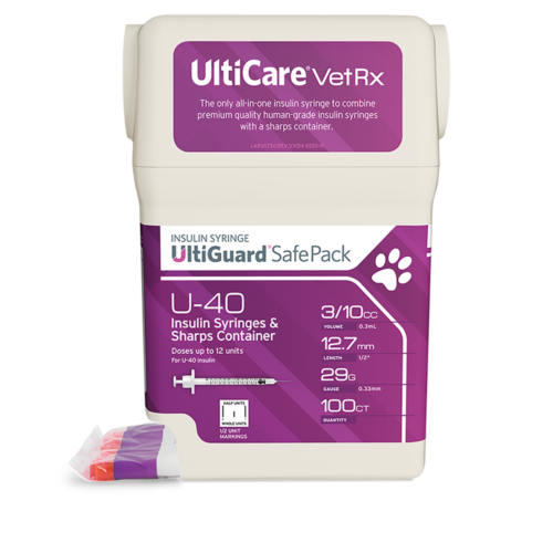 UltiCare VetRx UltiGuard Safe Pack U-40 Insulin Syringes