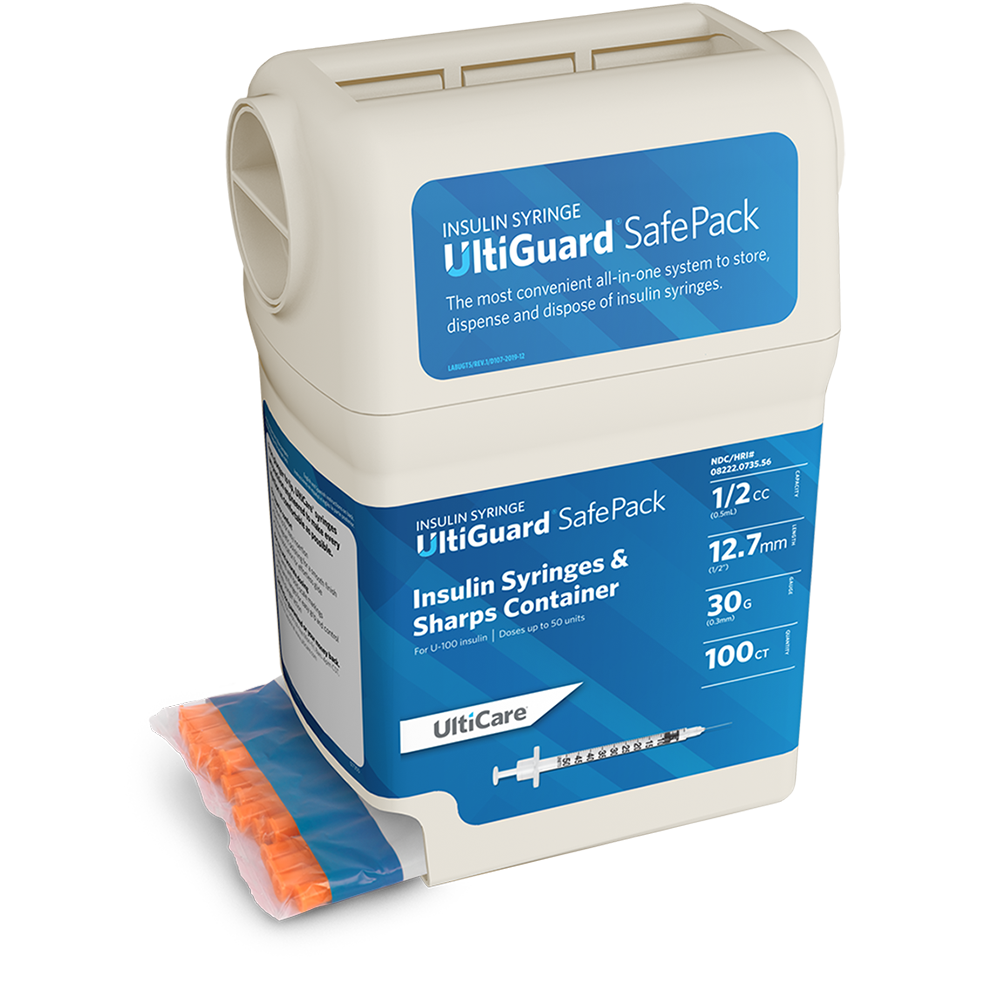 Ultiguard Safe Pack U 100 Insulin Syringes 1 2 Ml Cc Ultimed Inc