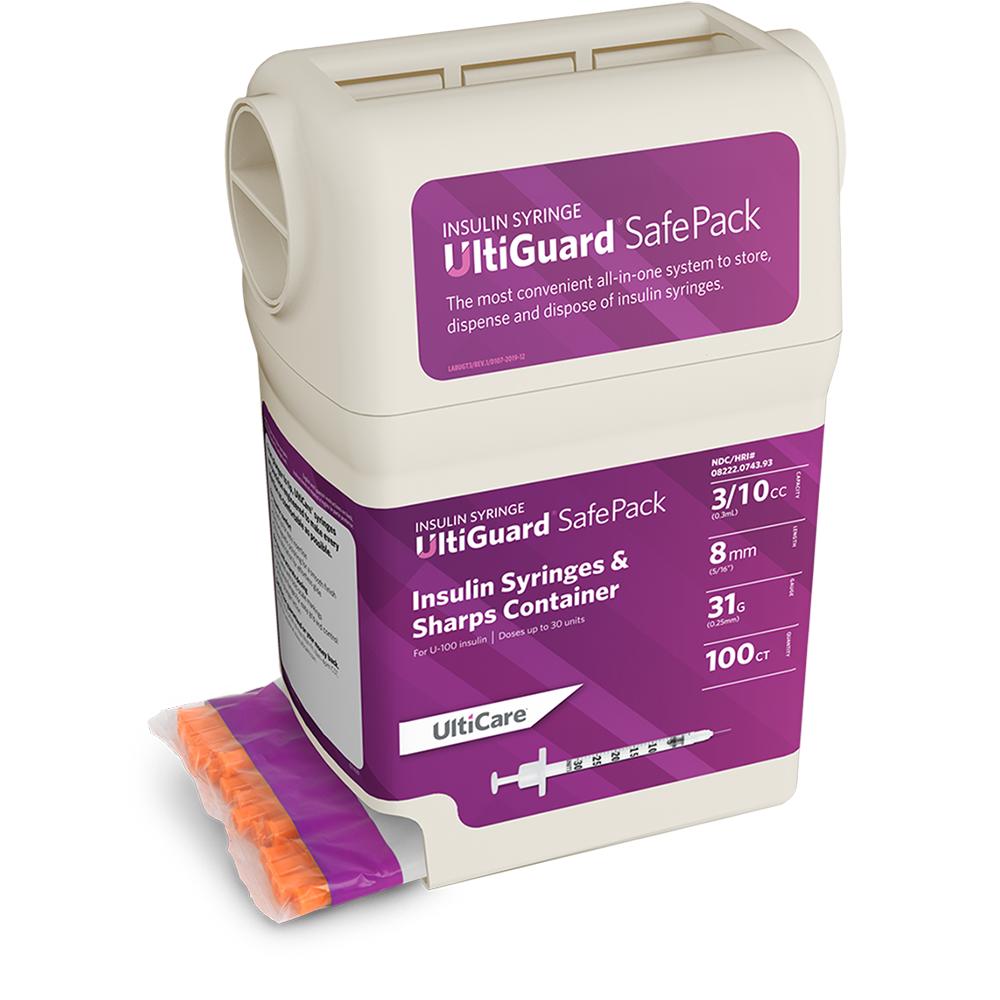 Ultiguard Safe Pack U 100 Insulin Syringes 3 10 Ml Cc Ultimed Inc