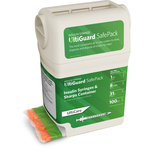 UltiGuard Safe Pack U-100 Insulin Syringes 1 mL/cc 8mm (5/16") x 31G