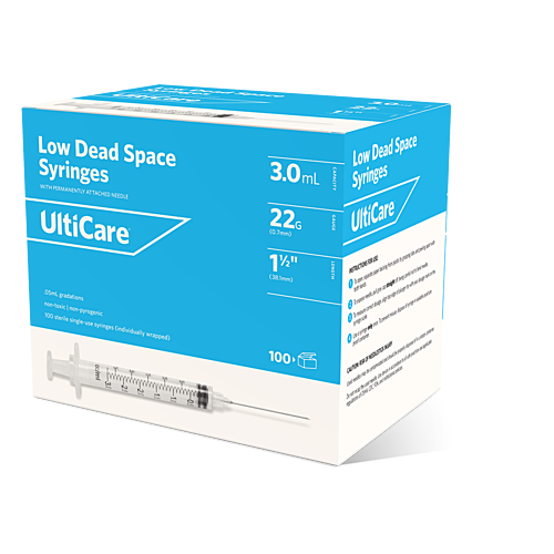 UltiCare Low Dead Space Syringes 3 mL 38.1mm (1-1/2") x 22G