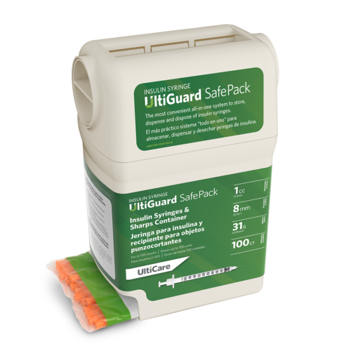 UltiGuard Safe Pack U-100 Insulin Syringes 1 mL/cc 8mm (5/16") x 31G