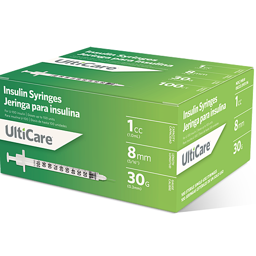 UltiCare U-100 Insulin Syringes 1 mL/cc 8mm (5/16") x 30G