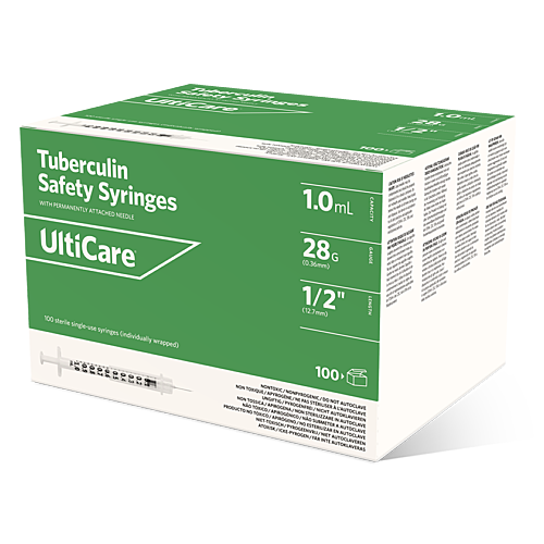 UltiCare Tuberculin Safety Syringes 1 mL 12.7mm (1/2") x 28G
