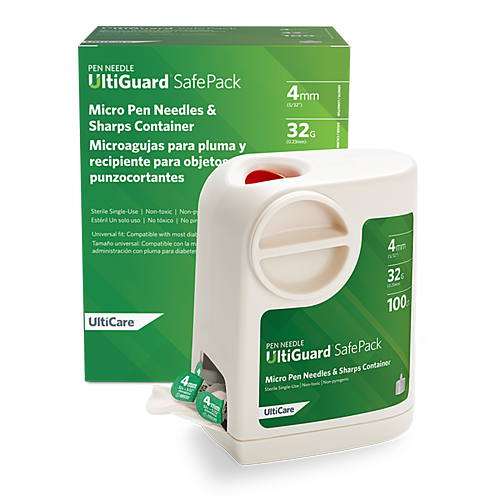 UltiGuard Safe Pack Sharps Container & Mail-Back Disposal Kit Pen Needle 4mm x 32G Micro