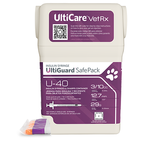 UltiCare VetRx UltiGuard Safe Pack U-40 Insulin Syringes