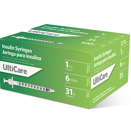 UltiCare U-100 Insulin Syringes 1 mL/cc 6mm (1/4") x 31G