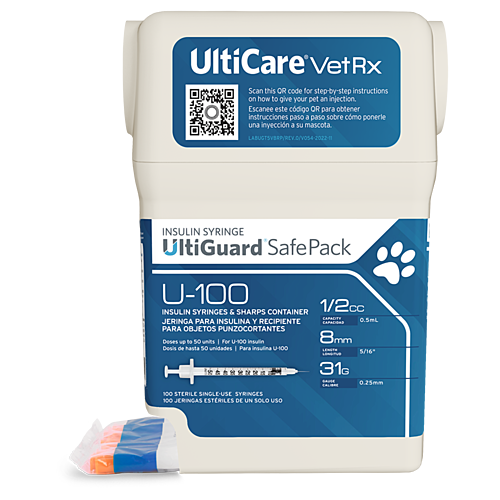 UltiCare VetRx UltiGuard Safe Pack U-100 Insulin Syringes